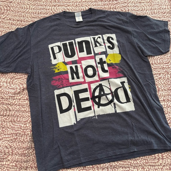Port and Company Other - Port & Company Blue Heather  Short Sleeve Tee, Punks Not Dead Graphic